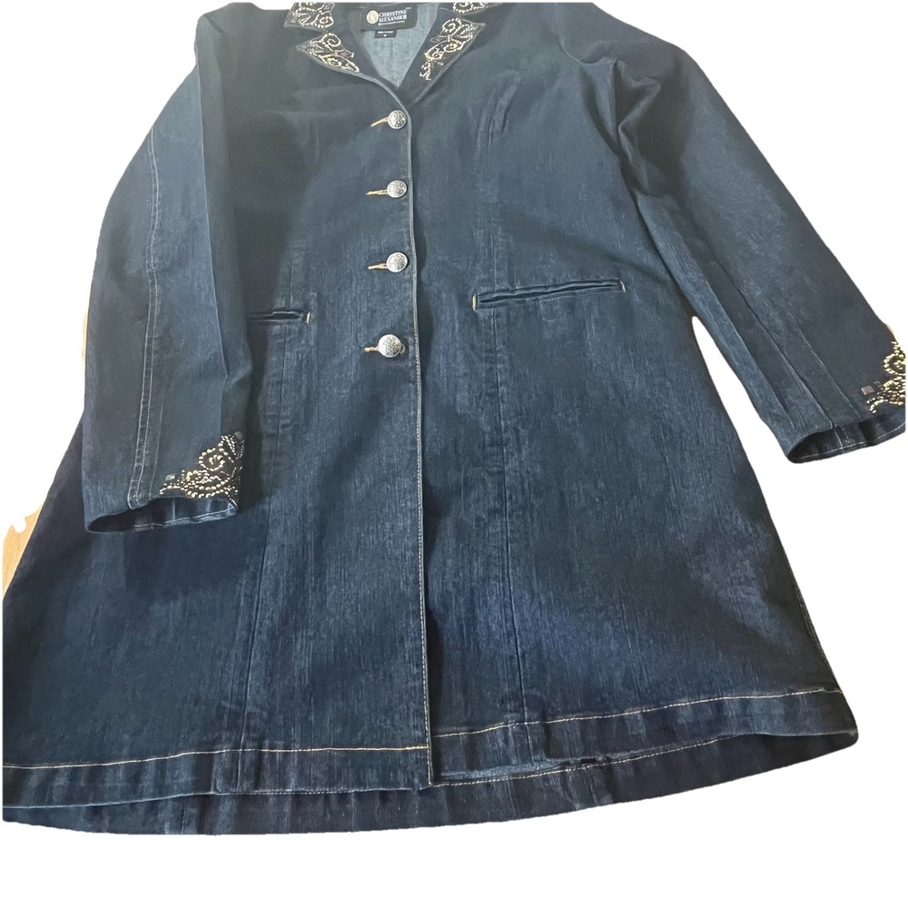 VTG Christine Alexander Wom M Bling Denim Western Glam Crystals & Studs - Picture 1 of 11